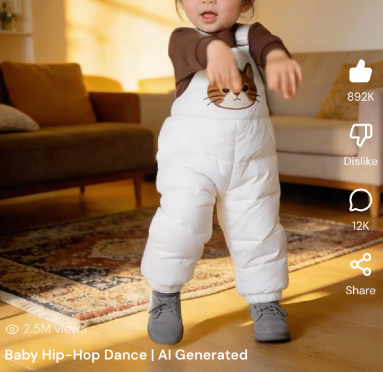 Download and share generated AI baby dance video